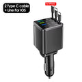 Chargeur Allume-Cigare 148W 3 Câbles Rétractables USB-C