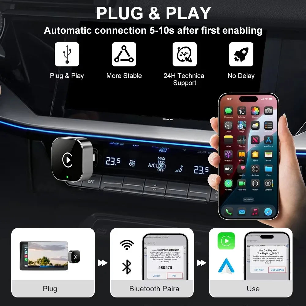 Adaptateur CarPlay Sans Fil Carlinkit 2 en 1