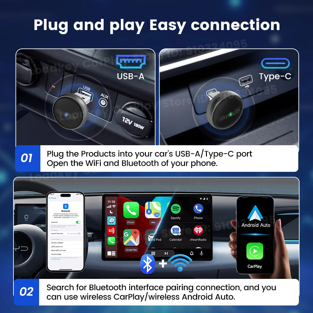 Adaptateur CarPlay Sans Fil 2 en 1 Carlinkit